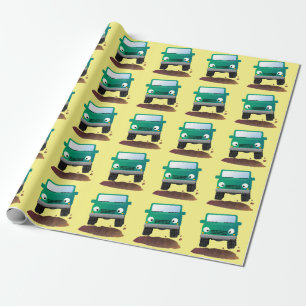 Cute 4X4 offroad vehicle cartoon car Wrapping Paper