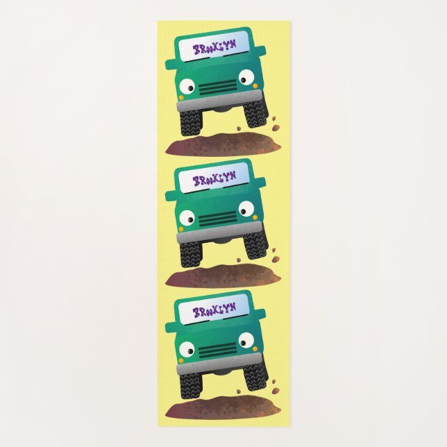 Cute 4X4 offroad vehicle cartoon car Yoga Mat (Front)