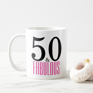 Cute 50 and Fabulous Birthday Gift Mug Pink/Black