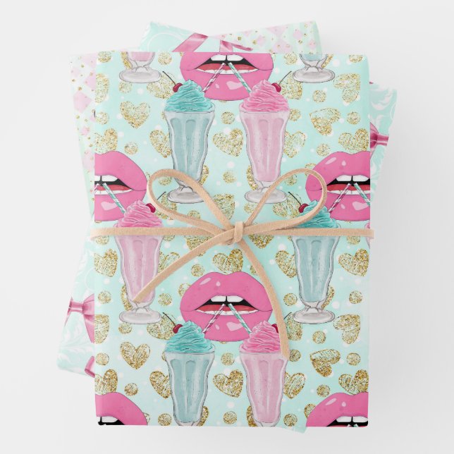 Cute 50's, Retro Pattern Wrapping Paper Sheet (In situ)