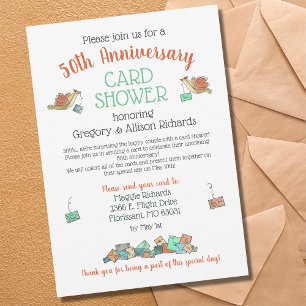 Cute 50th Anniversary Birds Card Shower