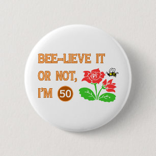 Cute 50th Birthday Gift Idea 6 Cm Round Badge