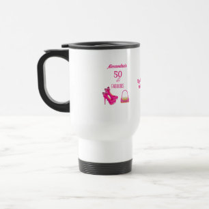 Cute 50th Birthday Hot Pink High Heels Name Gift  Travel Mug
