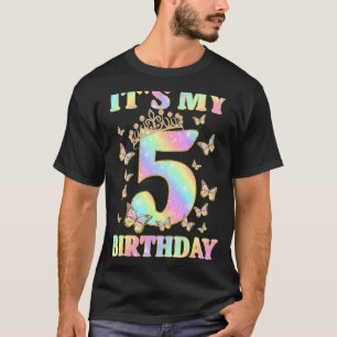 Cute 5 Years Old Girl Butterfly It's My 5th Birth T-Shirt