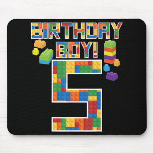 Cute 5th Birthday Gift 5 Years Old Block Building Mouse Pad