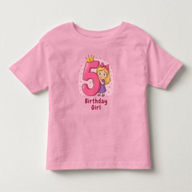 Cute 5th Birthday Girl Celebration Toddler T-Shirt (Front)