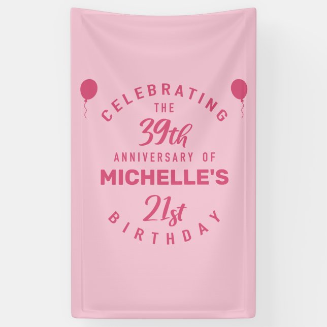 Cute 60th Birthday Personalised Banner (Vertical)