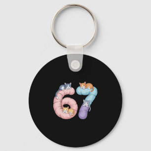 Cute 67 Cat Meme Design  Key Ring