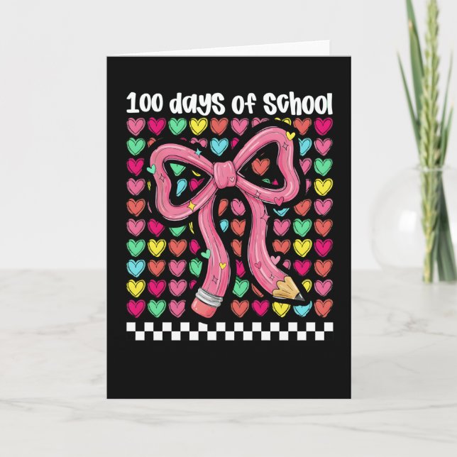 Cute 67 Days Of School Pencil Bow Classroom Theme Card (Front)