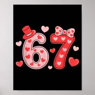 Cute 67 Hearts Number Six Seven Valentines Day Lov Poster