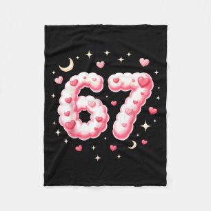 Cute 67 Kawaii Hearts Valentine's Day Kids Humor Fleece Blanket
