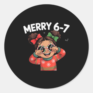 Cute 6 7 Six Seven Meme Christmas Women Men Kids  Classic Round Sticker
