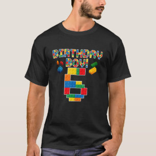 Cute 6th Birthday 6 Years Old Block Building Boys T-Shirt