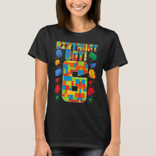 Cute 6th Birthday 6 Years Old Block Building Boys T-Shirt