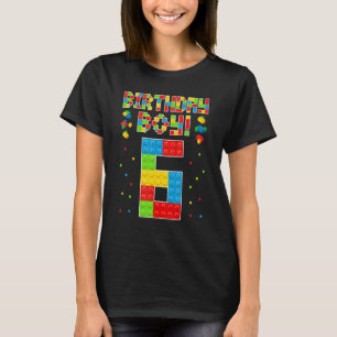 Cute 6Th Birthday 6 Years Old Block Building Boys T-Shirt