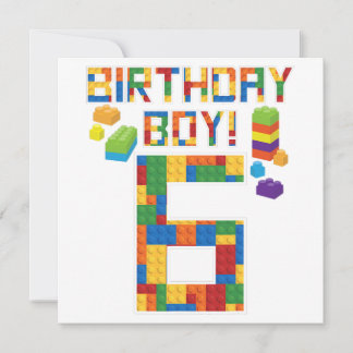 Cute 6th Birthday Gift 6 Years Old Block Building