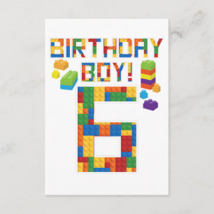 Cute 6th Birthday Gift 6 Years Old Block Building Enclosure Card