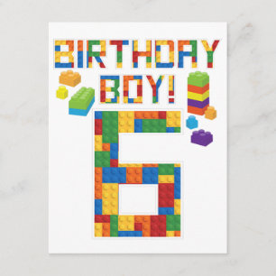 Cute 6th Birthday Gift 6 Years Old Block Building  Enclosure Card