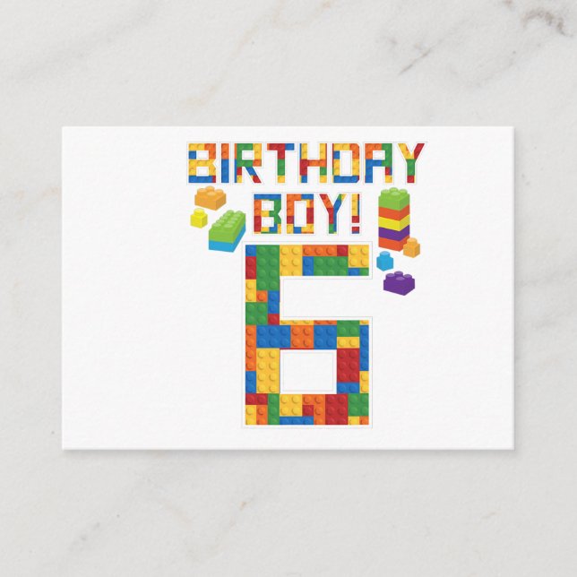 Cute 6th Birthday Gift 6 Years Old Block Building  Enclosure Card (Front)