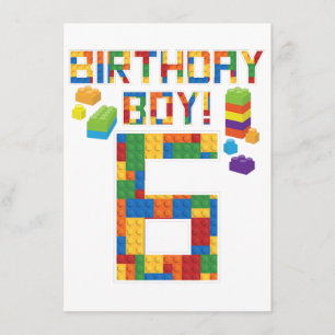 Cute 6th Birthday Gift 6 Years Old Block Building  Enclosure Card