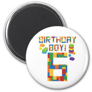 Cute 6th Birthday Gift 6 Years Old Block Building  Magnet