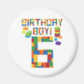 Cute 6th Birthday Gift 6 Years Old Block Building Magnet