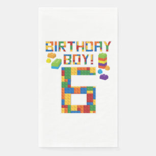 Cute 6th Birthday Gift 6 Years Old Block Building  Napkin