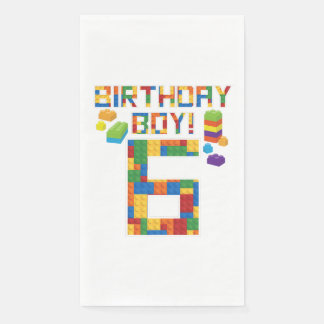 Cute 6th Birthday Gift 6 Years Old Block Building Napkin