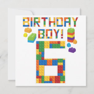 Cute 6th Birthday Gift 6 Years Old Block Building  Save The Date