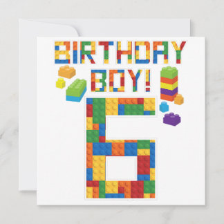 Cute 6th Birthday Gift 6 Years Old Block Building Save The Date