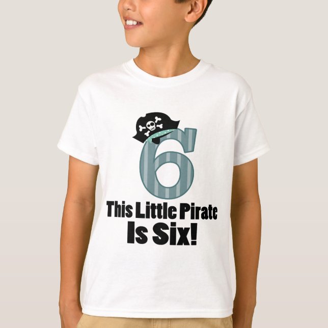 Cute 6th Birthday Pirate Shirt For Boys (Front)