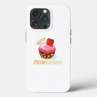 Cute 70th birthday design with chocolate cake