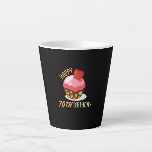 Cute 70th birthday design with chocolate cake latte mug