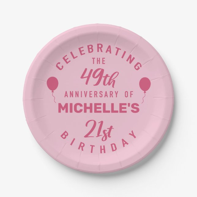 Cute 70th Birthday Personalised Paper Plate (Front)