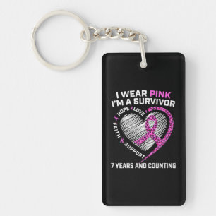 Cute 7 Years Breast Cancer Free Survivor Pink Key Ring