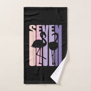 Cute 7th Birthday Gift I Flamingo I 7 Years Old Hand Towel