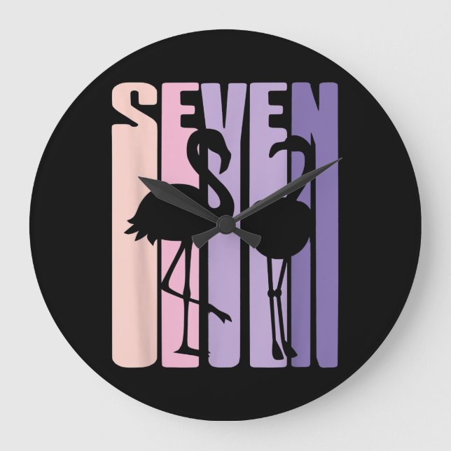 Cute 7th Birthday Gift I Flamingo I 7 Years Old Large Clock (Front)