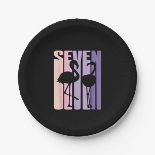 Cute 7th Birthday Gift I Flamingo I 7 Years Old Paper Plate