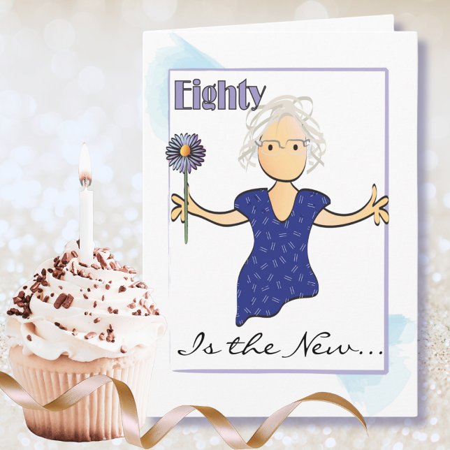Cute 80 and Fabulous for Her Blue Birthday  Card (Creator Uploaded)