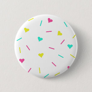 Cute 80s Pastel Hearts & Sprinkles - Customisable 6 Cm Round Badge