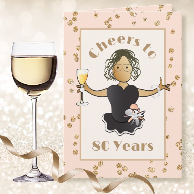 Cute 80th Birthday Cheers to 80 Sparkle Glitter  Card (Creator Uploaded)