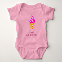 CUTE 8-BIT PIXEL ART PINK ICE CREAM GEEK BABY GIRL