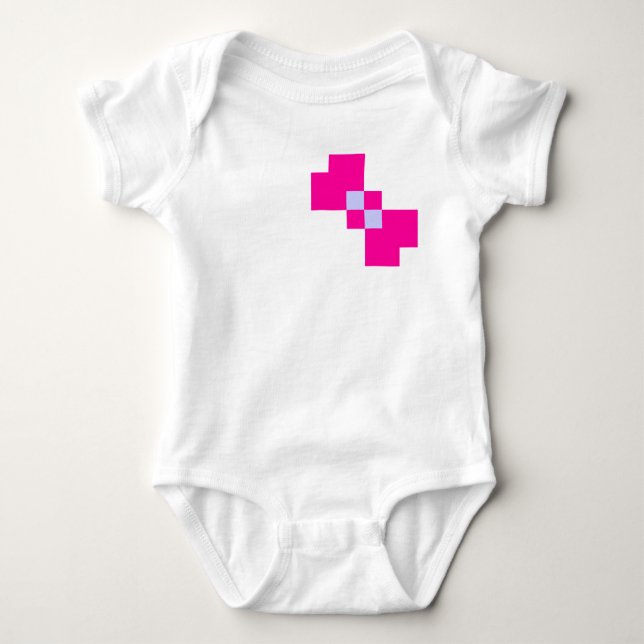 Cute 8 Bit Pixel Bow Baby Bodysuit (Front)