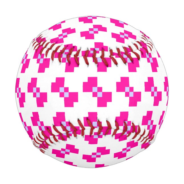 Cute 8 Bit Pixel Bow Baseball (Front)