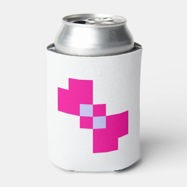 Cute 8 Bit Pixel Bow Can Cooler (Can Front)