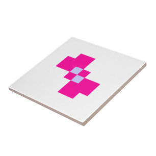 Cute 8 Bit Pixel Bow Ceramic Tile