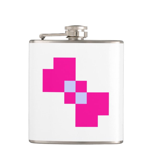 Cute 8 Bit Pixel Bow Hip Flask (Front)
