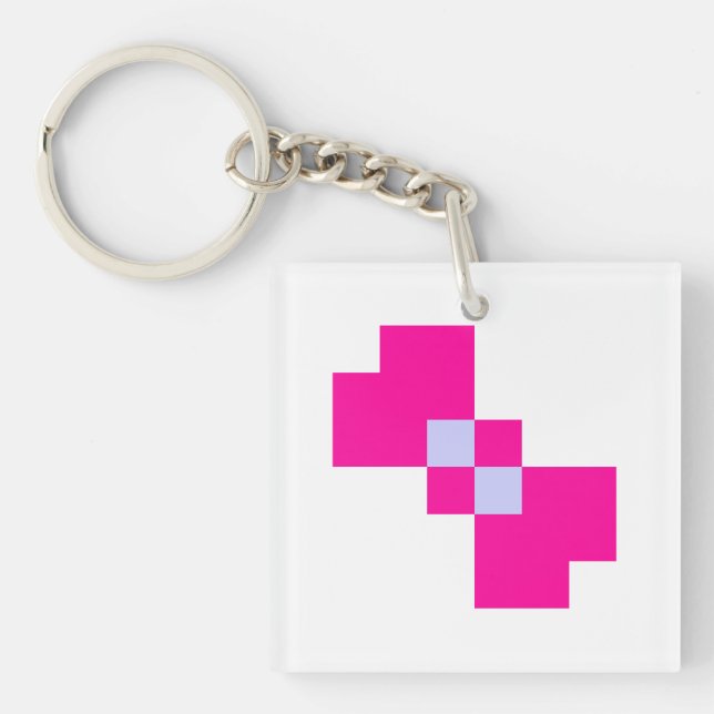 Cute 8 Bit Pixel Bow Key Ring (Front)