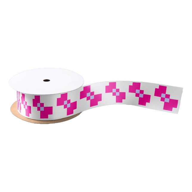 Cute 8 Bit Pixel Bow Satin Ribbon (Spool)