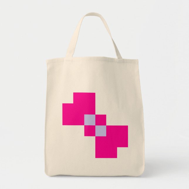 Cute 8 Bit Pixel Bow Tote Bag (Front)